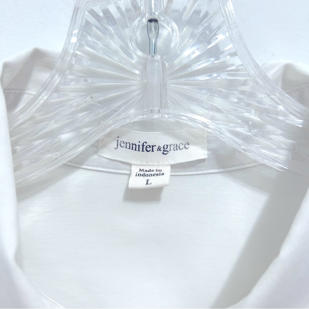 Jennifer & Grace Women’s White Poplin Professional Business Button Down Shirt - Picture 3 of 7